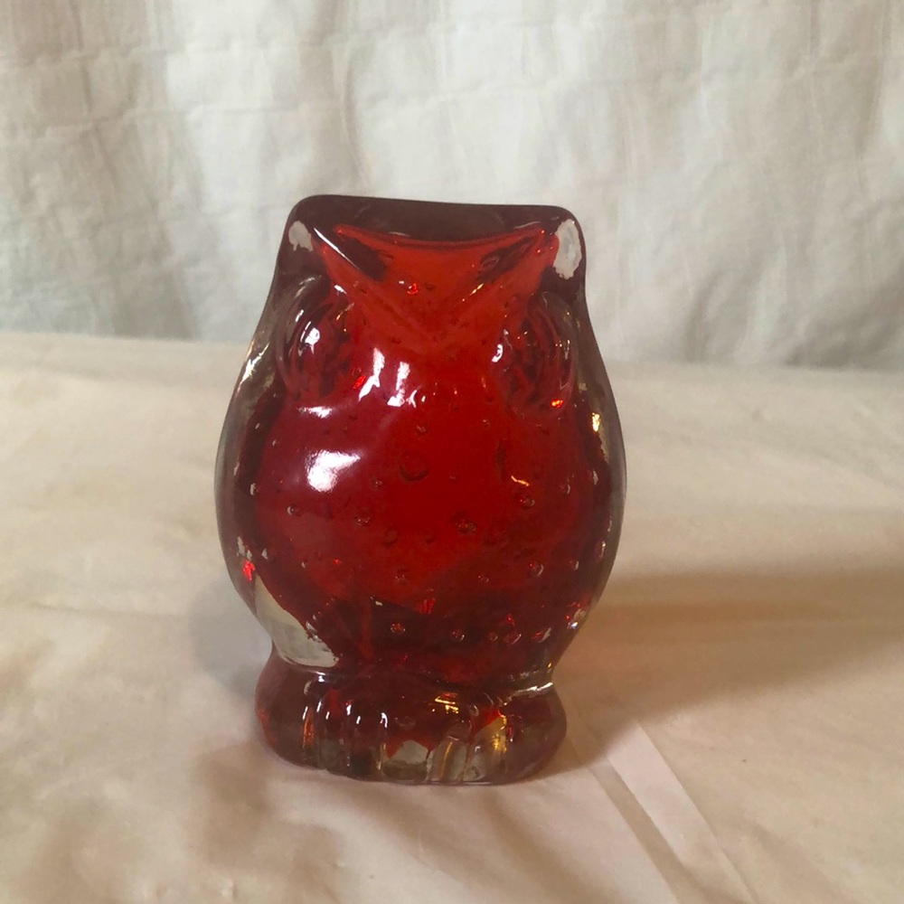 Owl paperweight handmade blown glass EUC 3.5” no chips - Picture 3 of 7